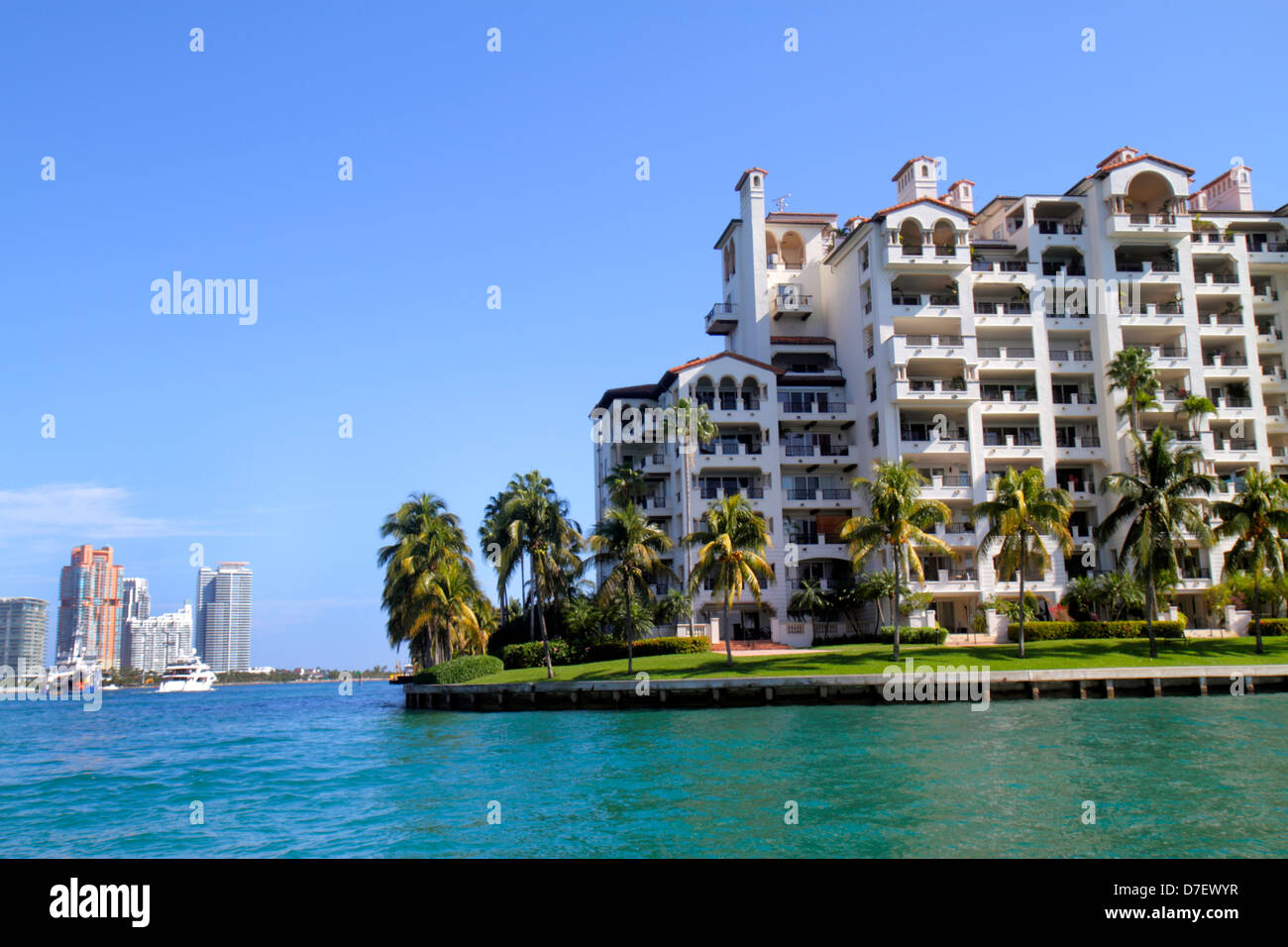Miami Florida,Biscayne Bay water,Fisher Island,condominium condominiums