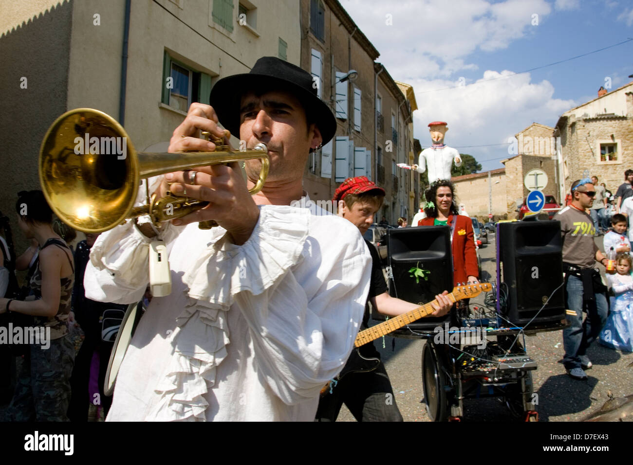 Traditional marching band at village carnival,Roujan,Languedoc,france Stock Photo Alamy