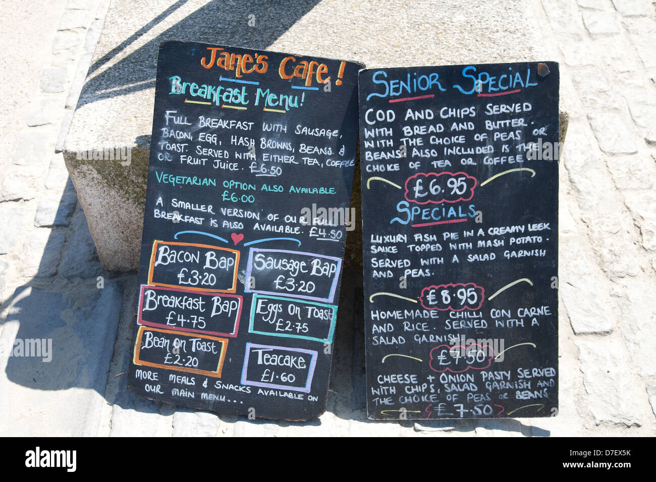 Menu board for Janes Café Lyme Regis Dorset England UK Stock Photo Alamy