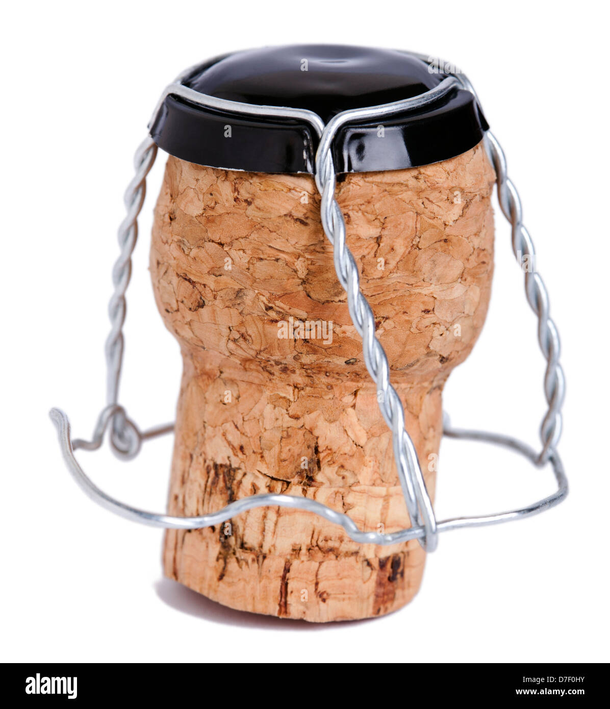 A champagne / sparkling wine bottle cork still with its metal cap on