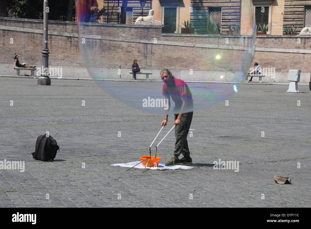 street entertainer in piazza del popolo square in rome italy Stock ...