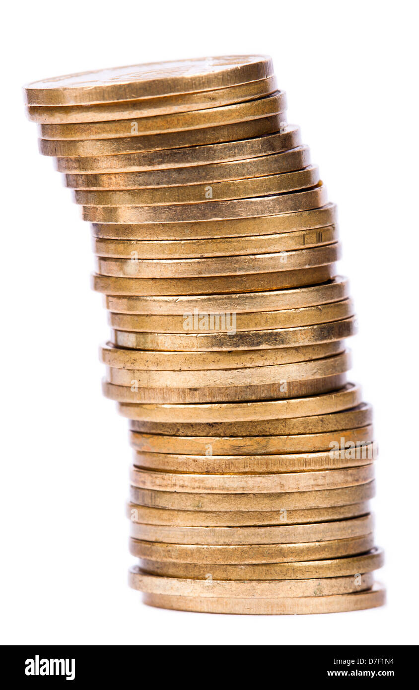 A stack of golden coins isolated on white background Stock Photo - Alamy
