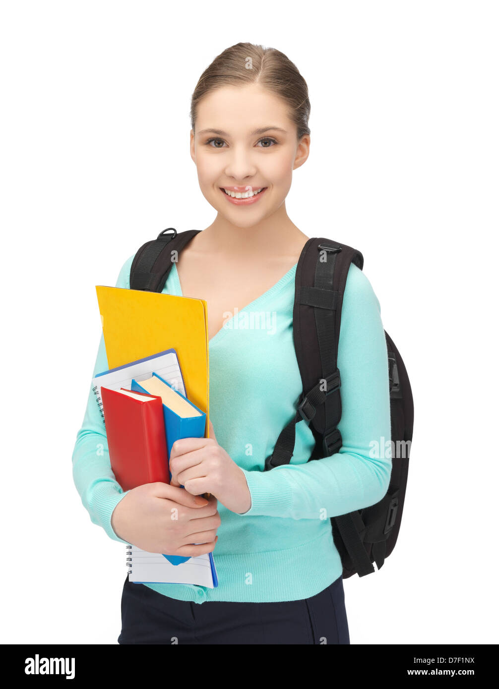 student with books and schoolbag Stock Photo