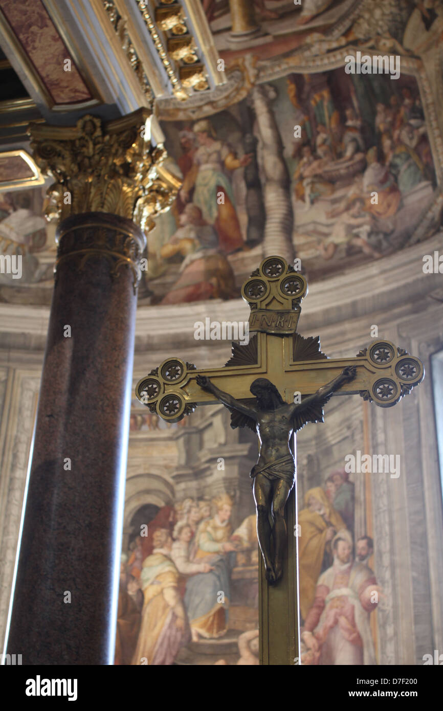 scene inside san pietro in vincoli church in rome italy Stock Photo