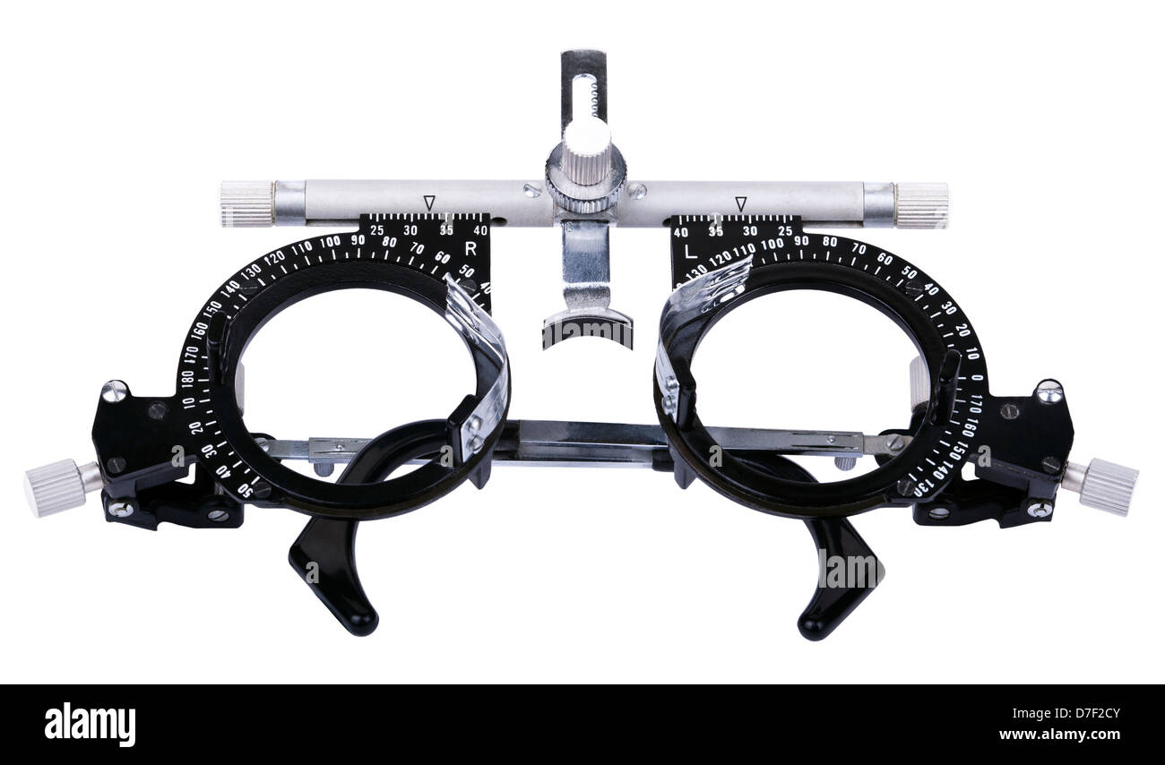 Spectacles used for eyesight tests isolated on white background