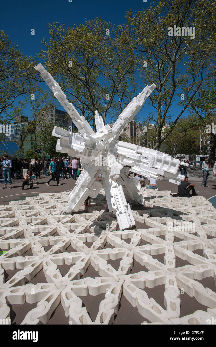 Sculpture constructed of Styrofoam packaging Stock Photo