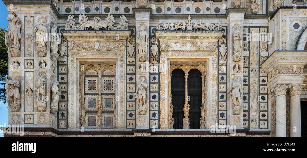 Rich decorated church façade, Certosa di Pavia monastery complex, Italy Stock Photo