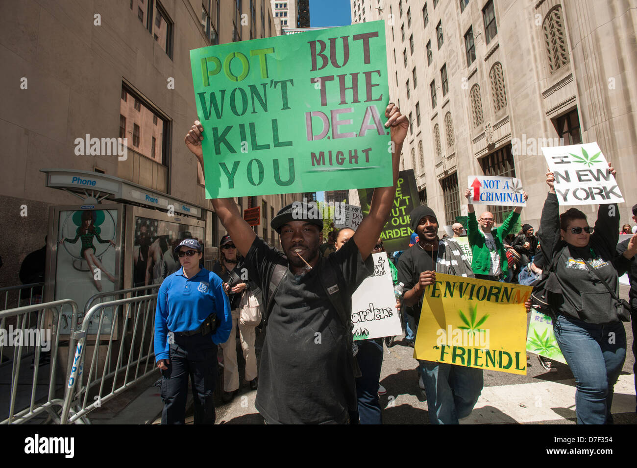 Advocates for the legalization of marijuana march in New York Stock Photo