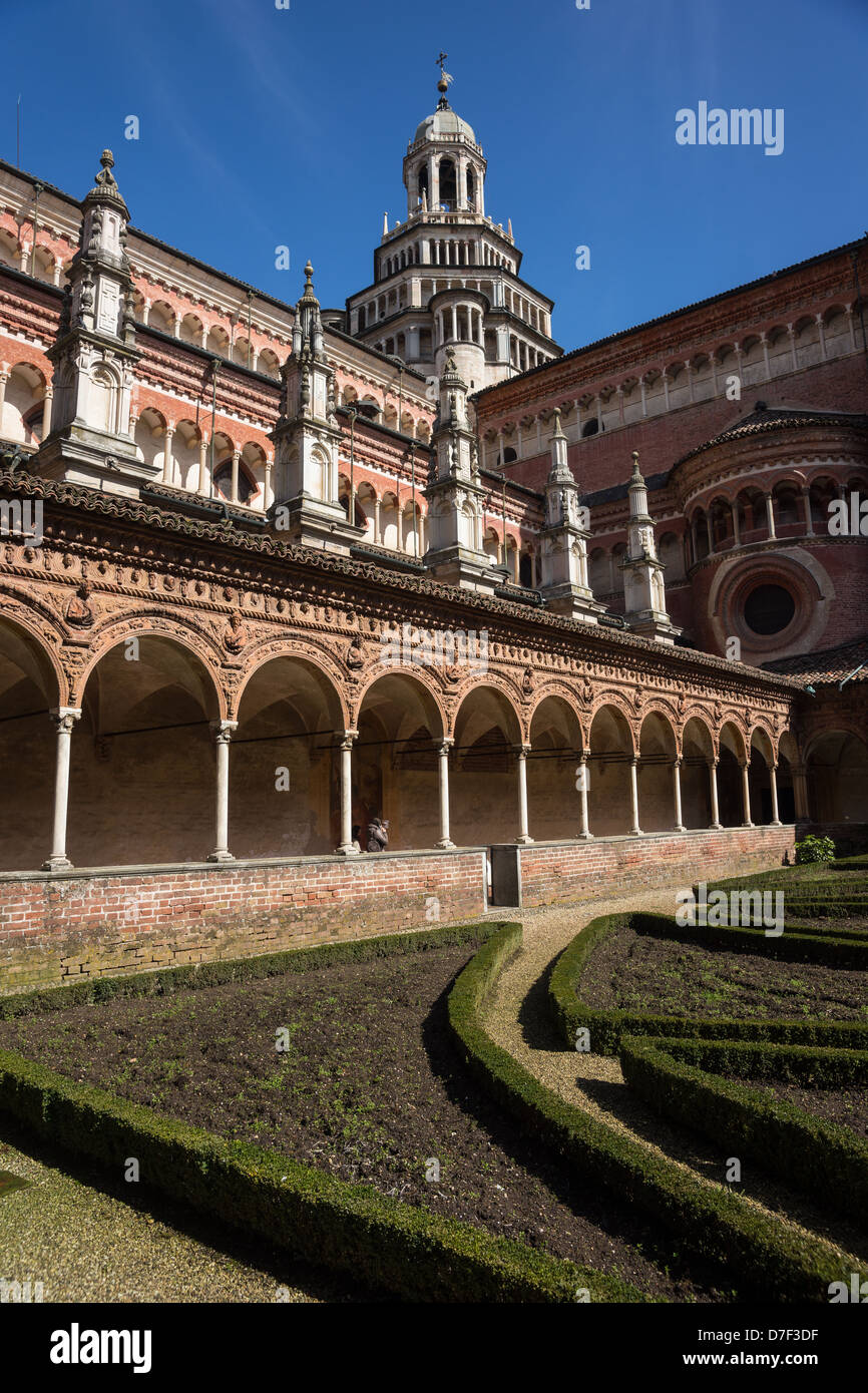 Certosa di Pavia monastery cloister, Lombardy, Italy Stock Photo