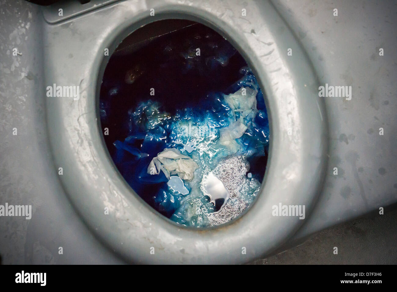 Waste in a portable toilet at a street festival in New York on Saturday