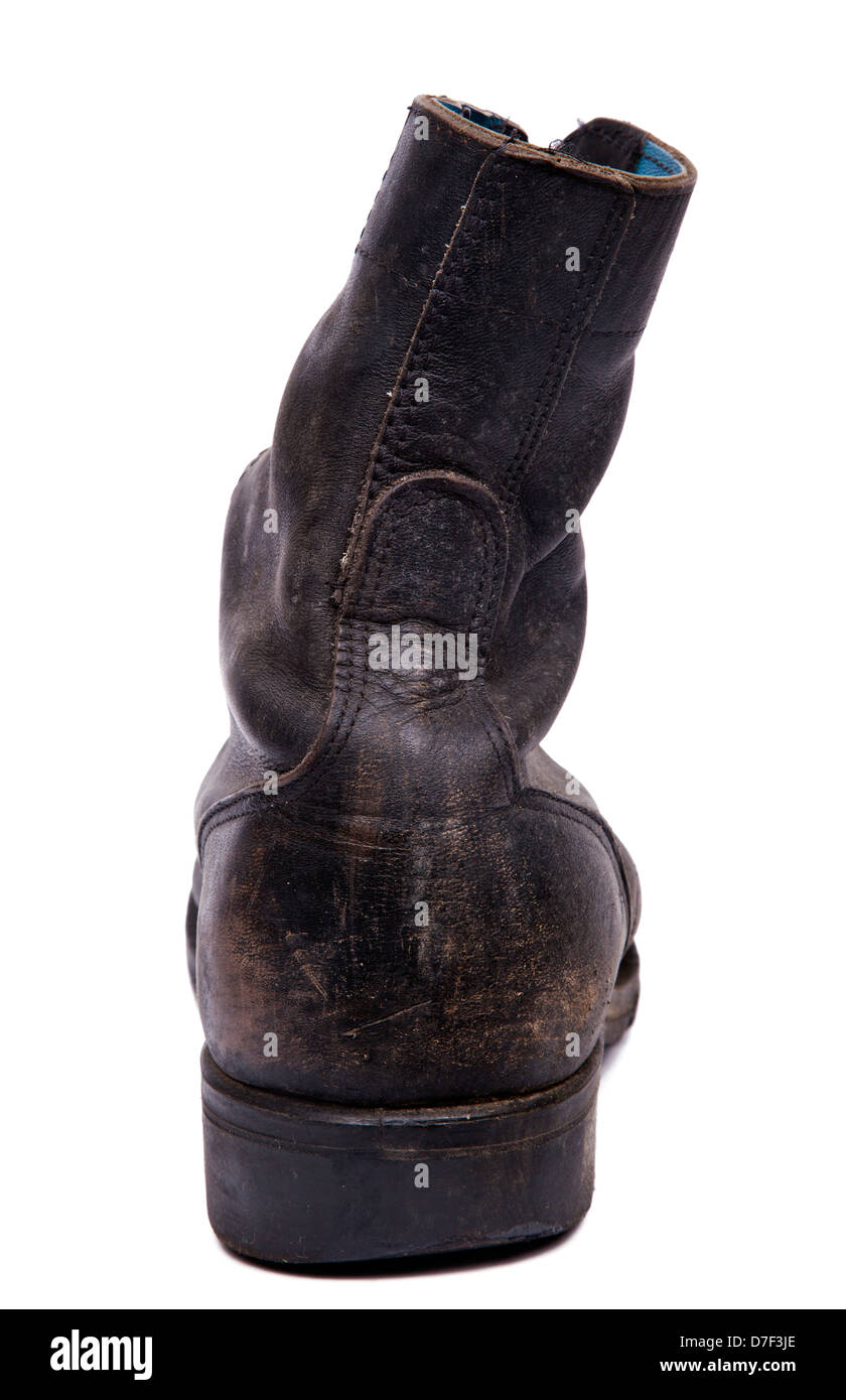 The back side of a very worn right boot, issued by the Israeli army ...