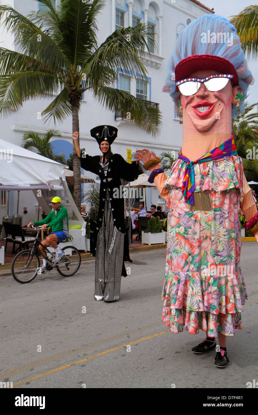 Miami Beach Florida,Ocean Drive,Art Deco Weekend,festival,paper mache,character,FL130128163 Stock Photo