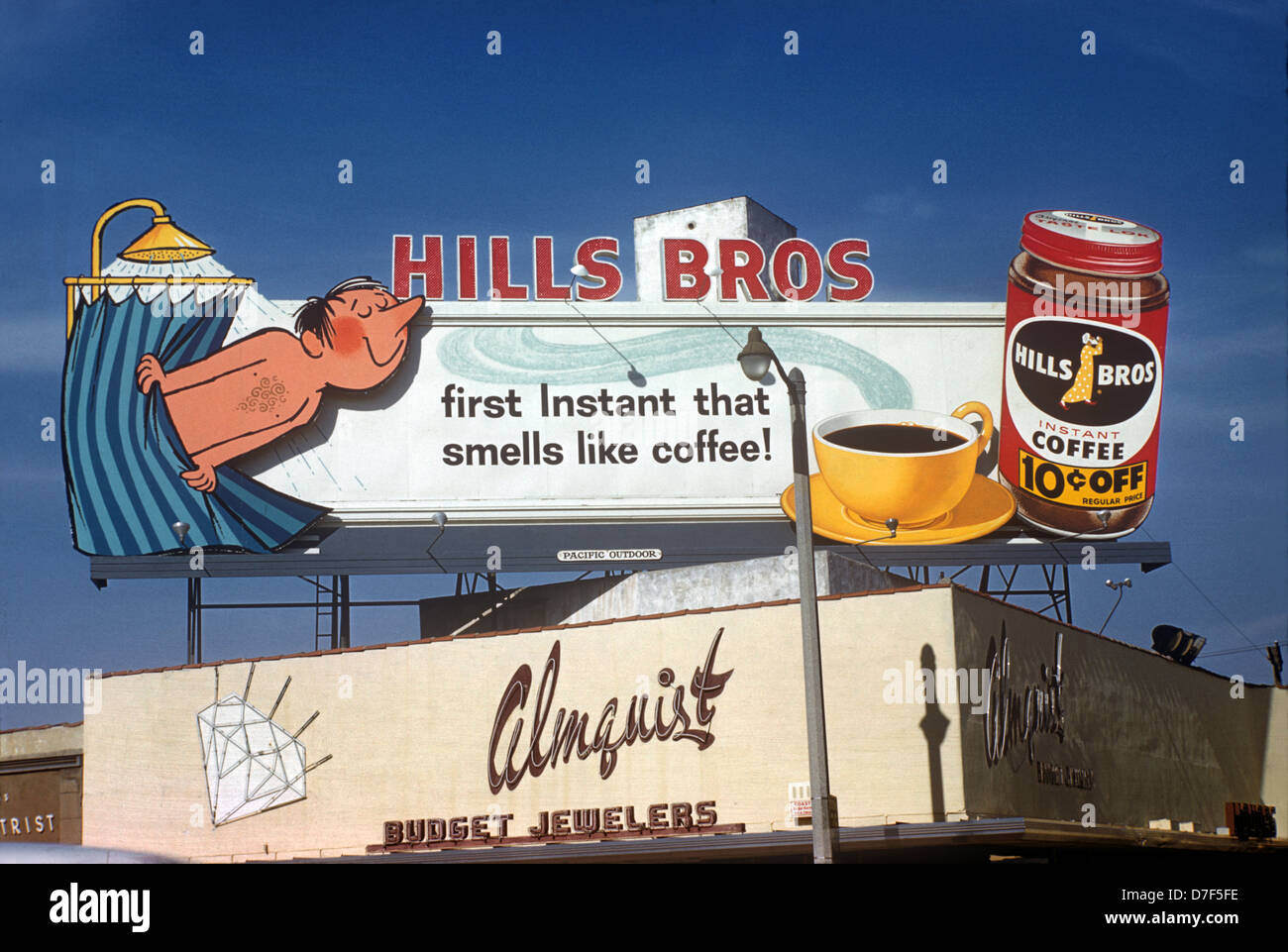 Hills Bros Coffee billboard in Los Angeles circa 1959 Stock Photo Alamy