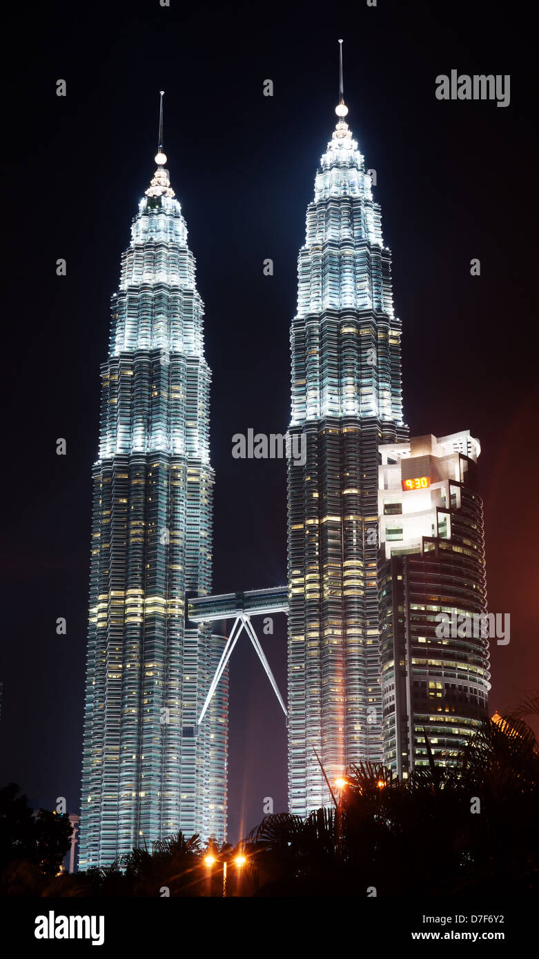 petronas twin towers in kuala lumpur malaysia at night Stock Photo