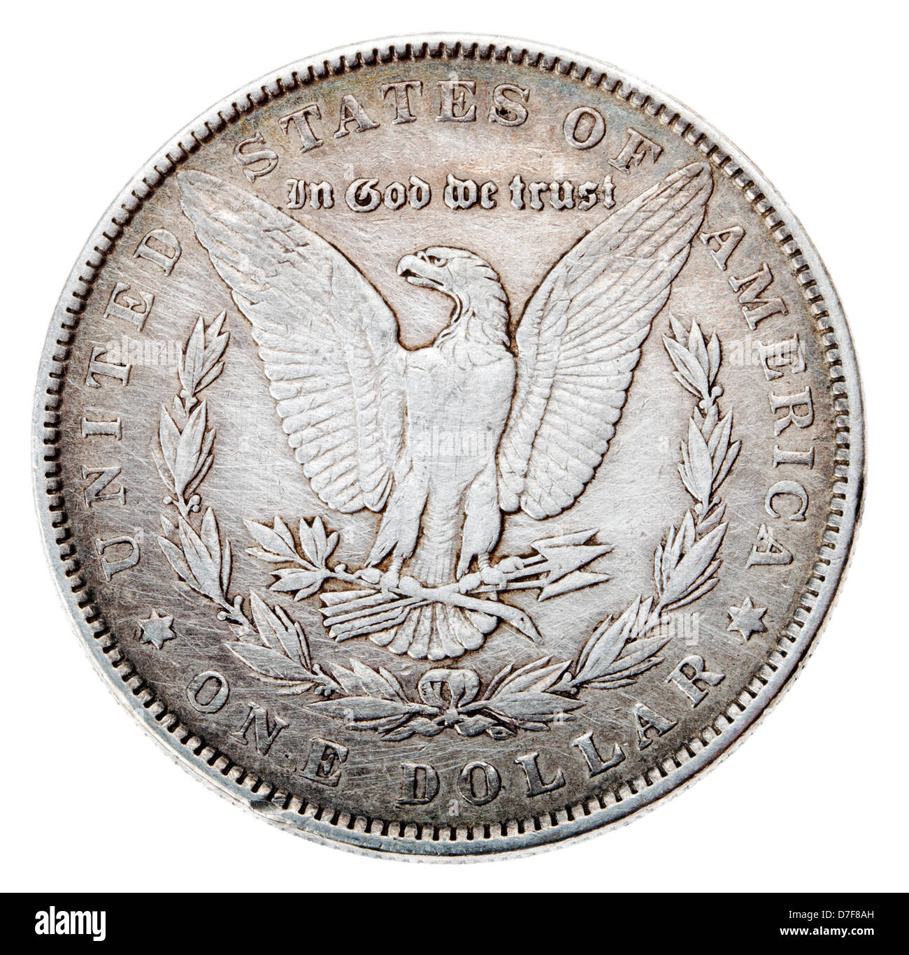 Frontal view obverse (heads) side silver dollar minted in 1883 known by