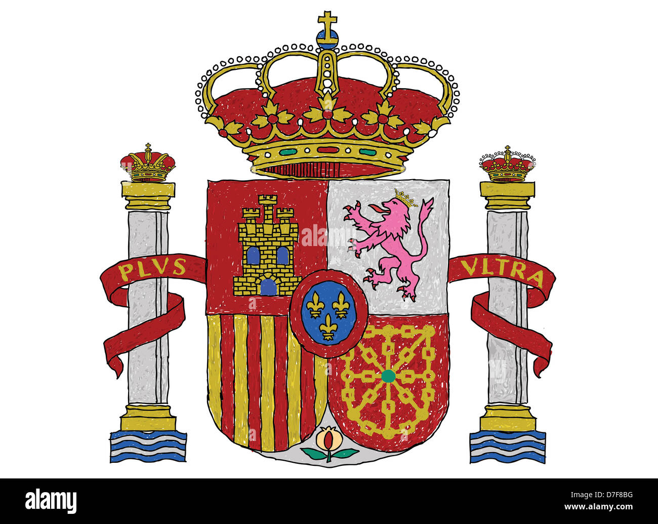 hand drawn illustration of spain coat of arms Stock Photo - Alamy