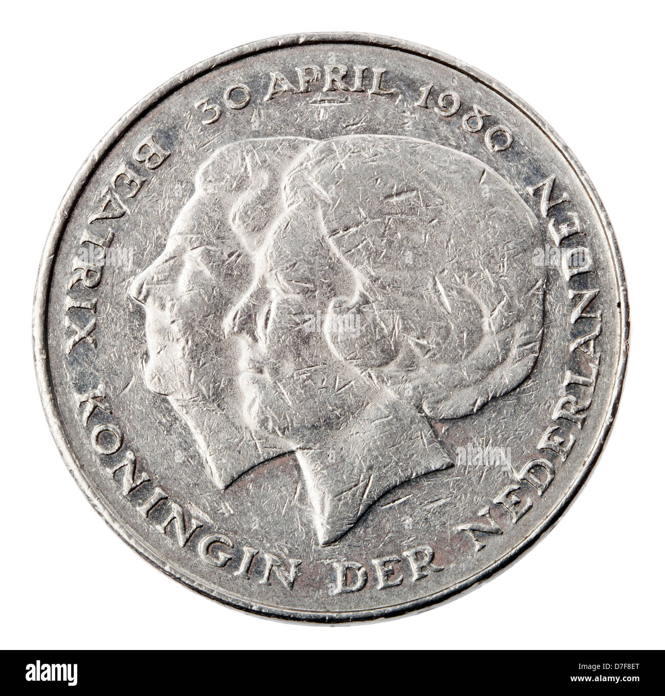 THE NETHERLANDS 1 GULDEN 1980 INVESTITURE OF NEW QUEEN BEATRIX COMMEMORATIVE