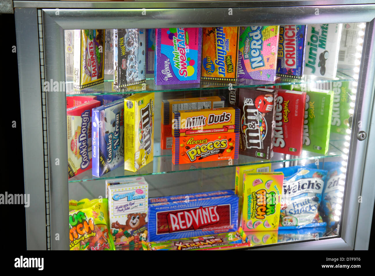 Miami Beach Florida,Lincoln Road Mall,Regal South Beach,movie theater,theatre,cinema,film,candy vending machine,Milk Duds,m&m's,FL120708104 Stock Photo