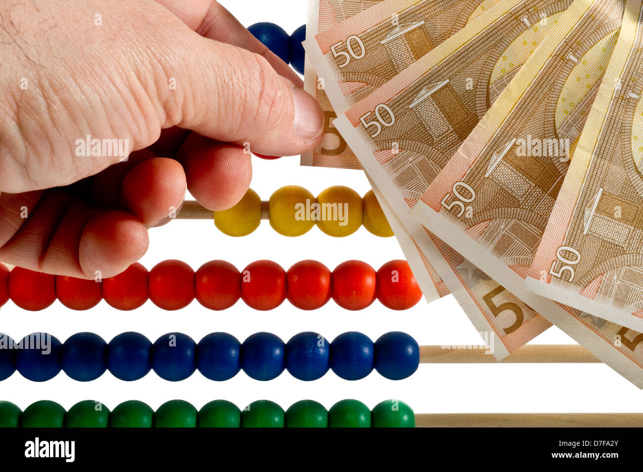 Abacus beads with euro, european money Stock Photo