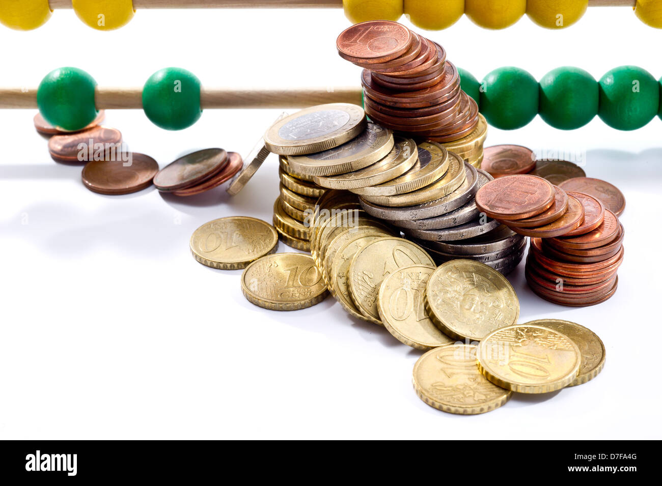 Abacus beads with euro, european money Stock Photo