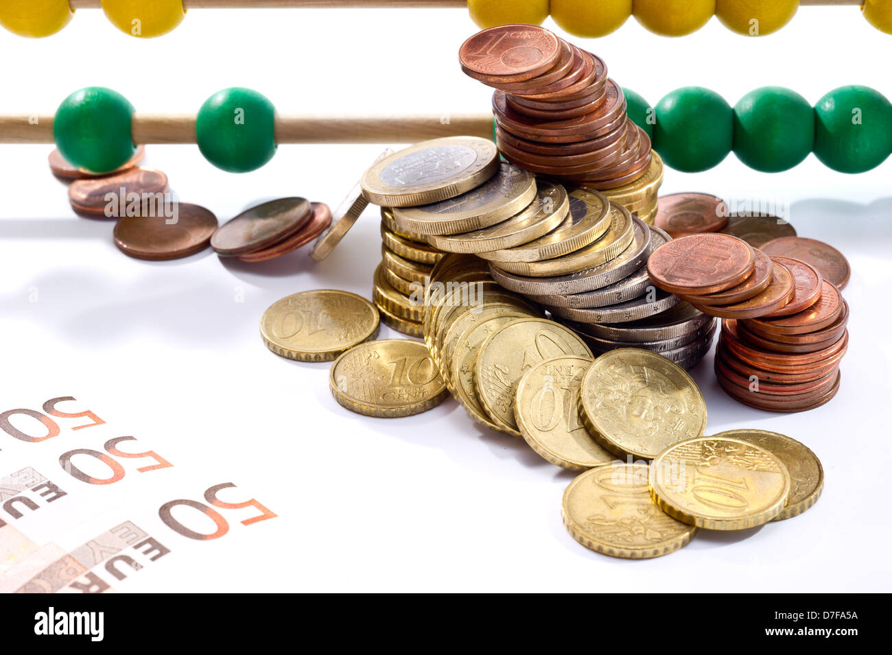 Abacus beads with euro, european money Stock Photo