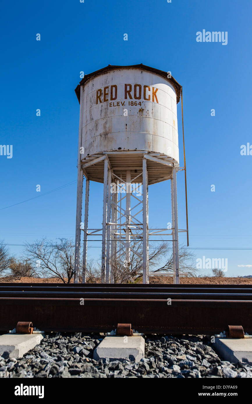 The Red Rock historic railroad water tank in Arizona. Stock Photo