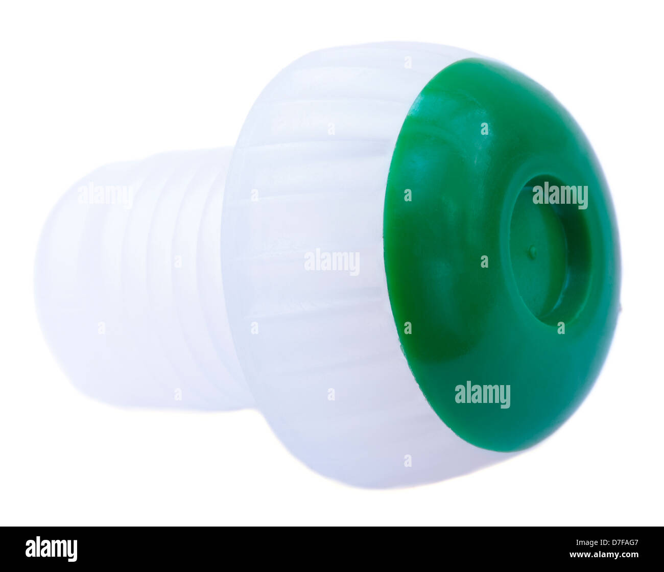 A white plastic champagne bottle cap isolated on white background Stock Photo Alamy