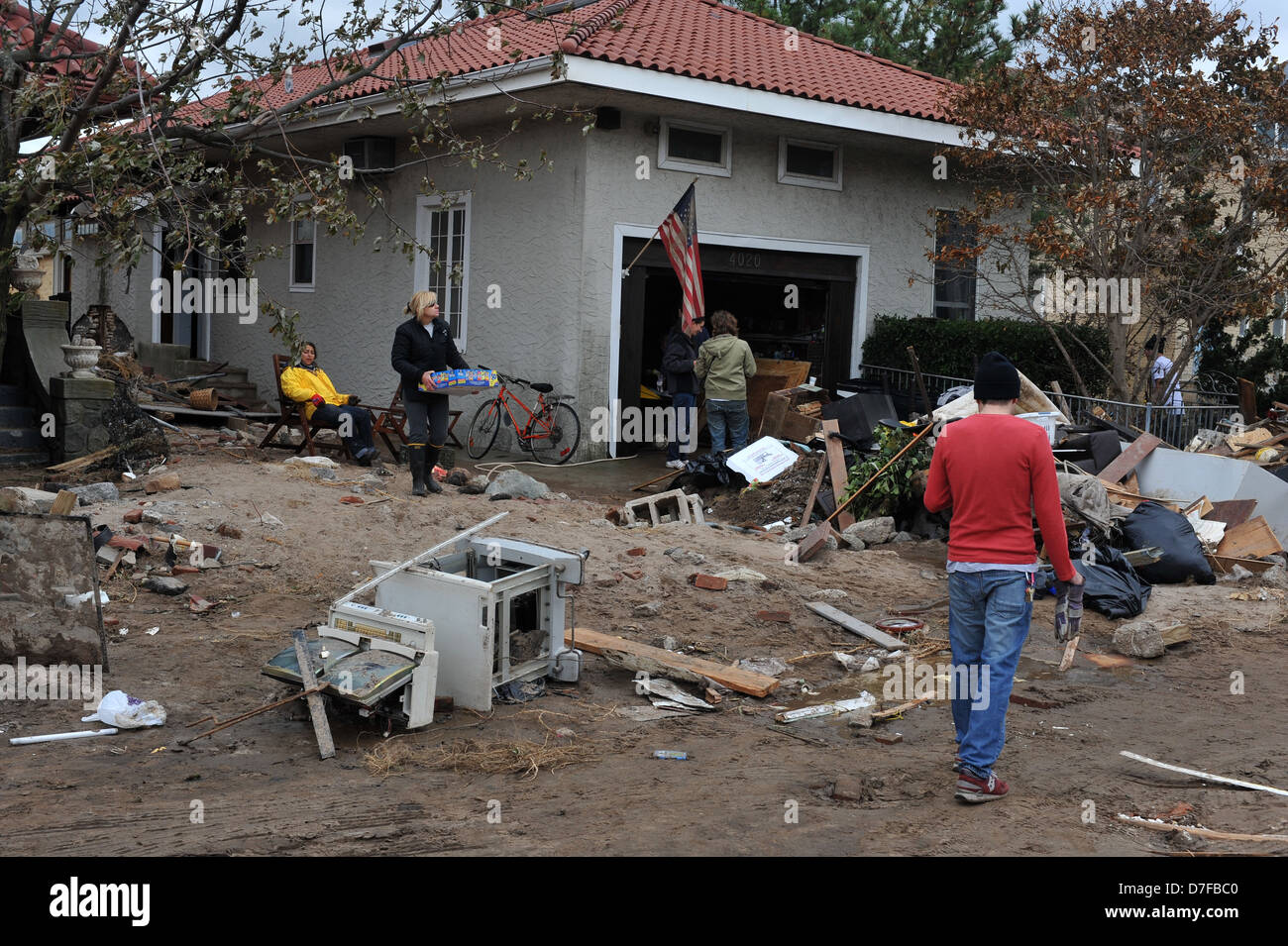 BROOKLYN, NY - NOVEMBER 01: Serious damage in the buildings at the Seagate neighborhood due to impact from Hurricane Sandy Stock Photo