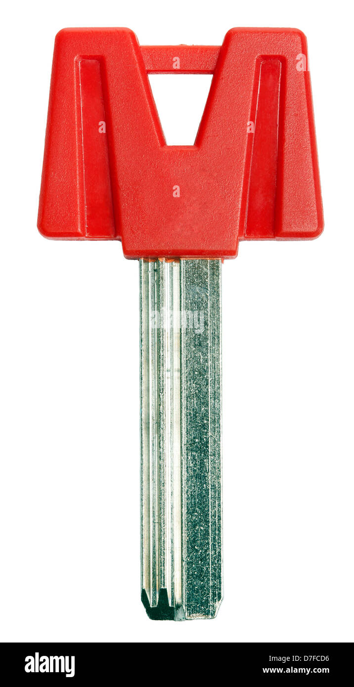Red key isolated on white background Stock Photo Alamy
