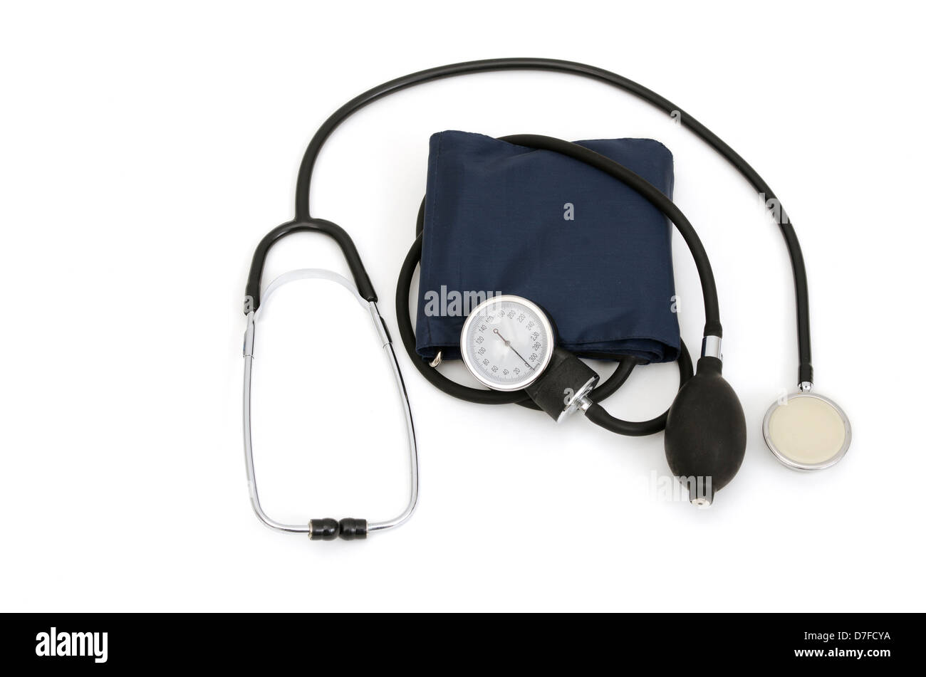 Stethoscope and manometer for blood pressure measurement in white