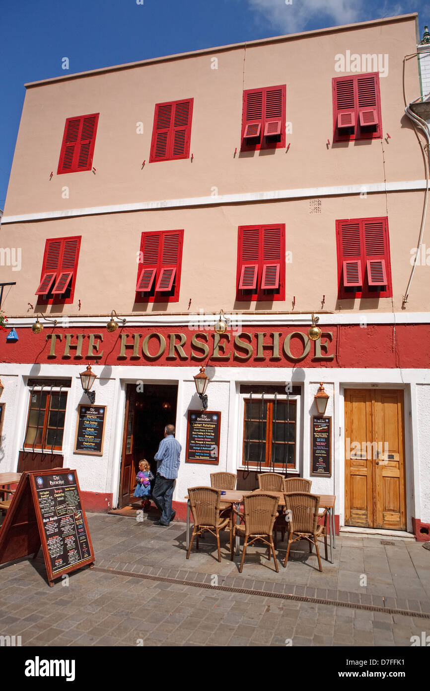 The Horseshoe pub in Main Street Gibraltar Stock Photo Alamy