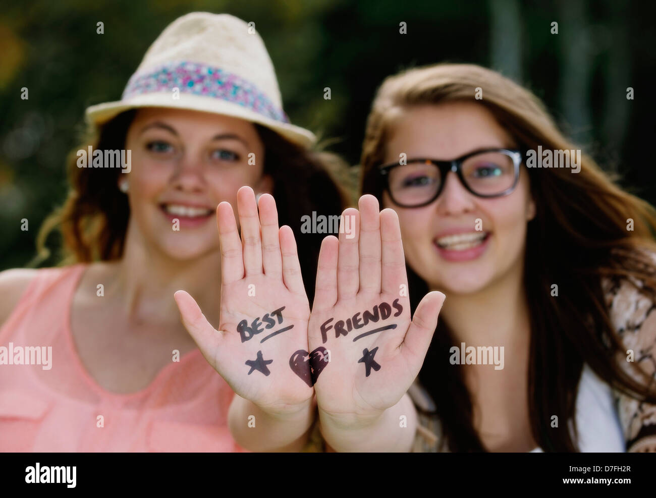 Two teenage best friends share time together Stock Photo