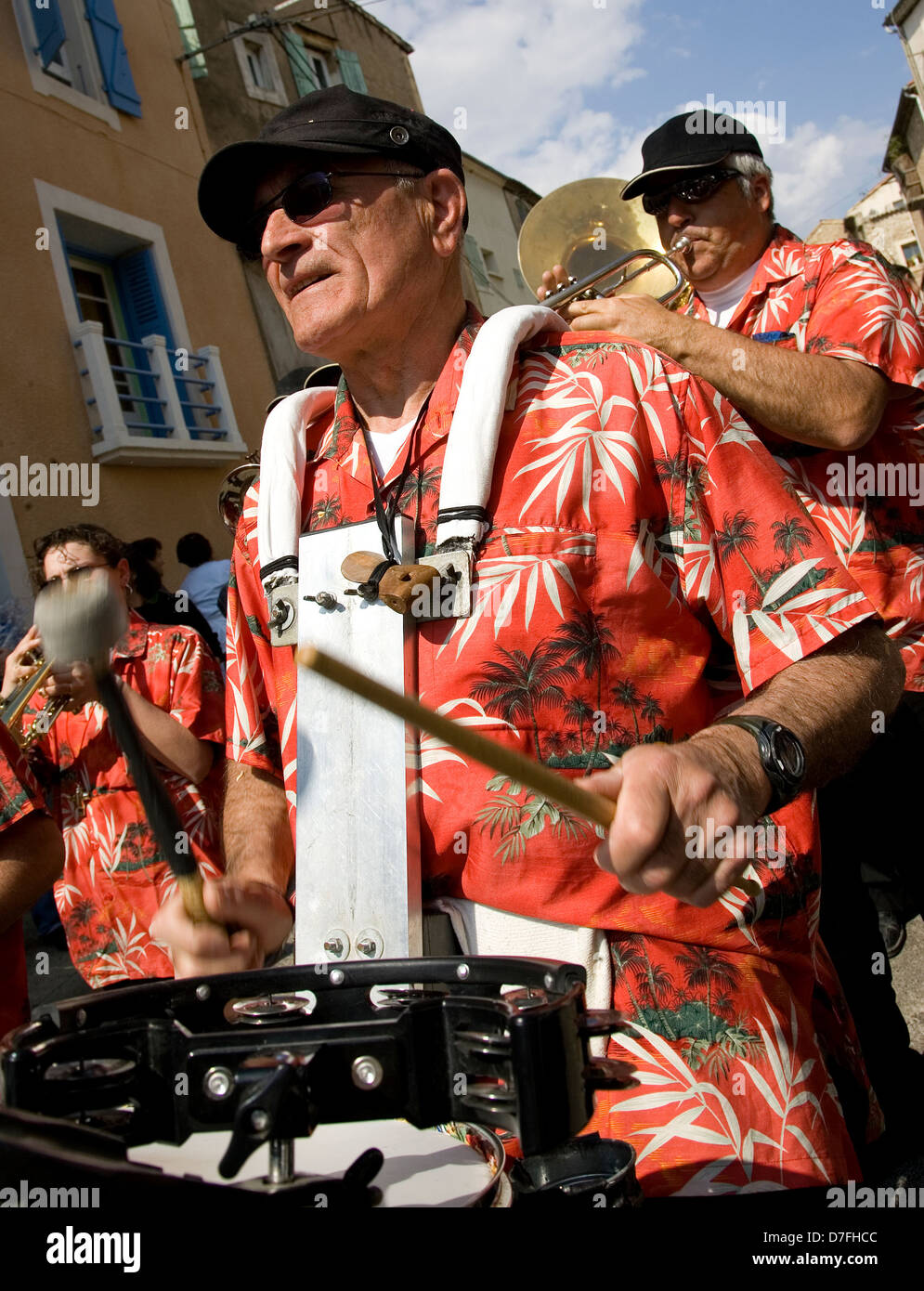 Traditional marching band at village carnival,Roujan,Languedoc,france Stock Photo Alamy