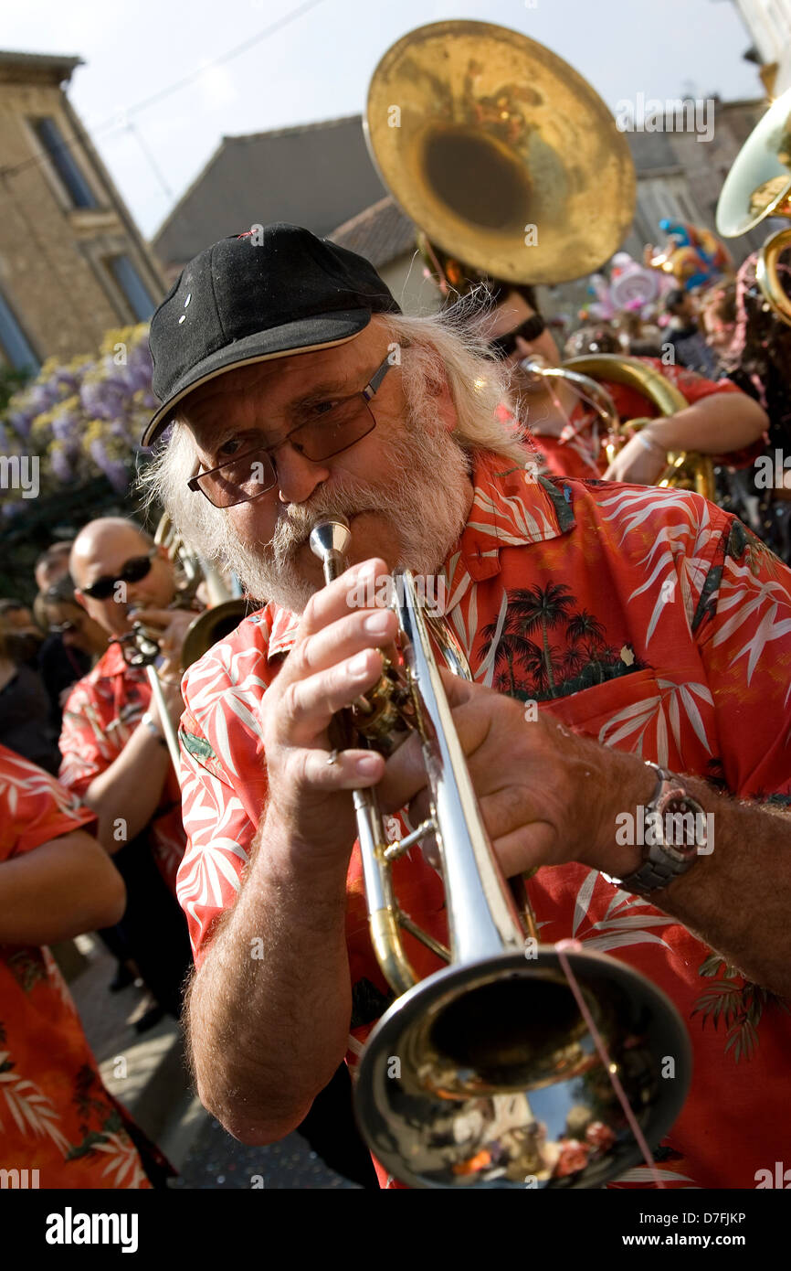 Traditional marching band at village carnival,Roujan,Languedoc,france Stock Photo Alamy