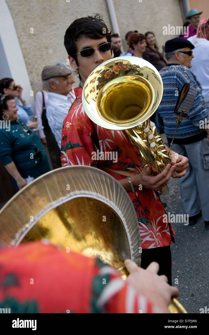 Traditional marching band at village carnival,Roujan,Languedoc,france Stock Photo Alamy