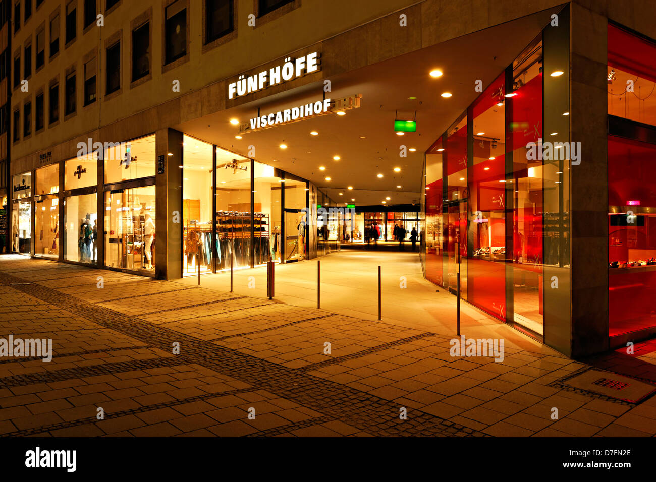 German Shopping Arcade at night , Munich Upper Bavaria Germany Stock