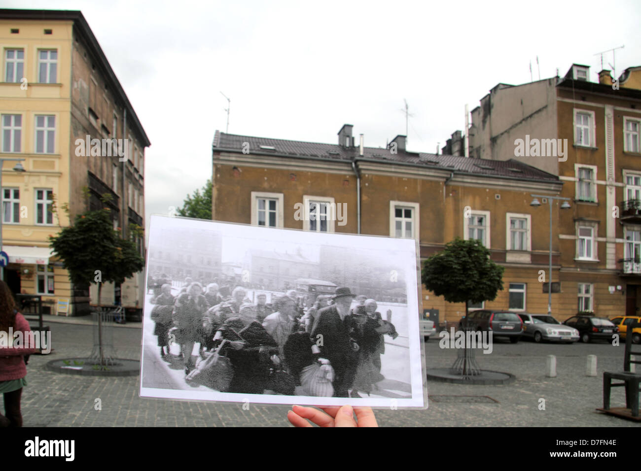 Zgody Sqare the 'Umschlagplatz' of Jews from Krakow ghetto in Poland 1942 Stock Photo