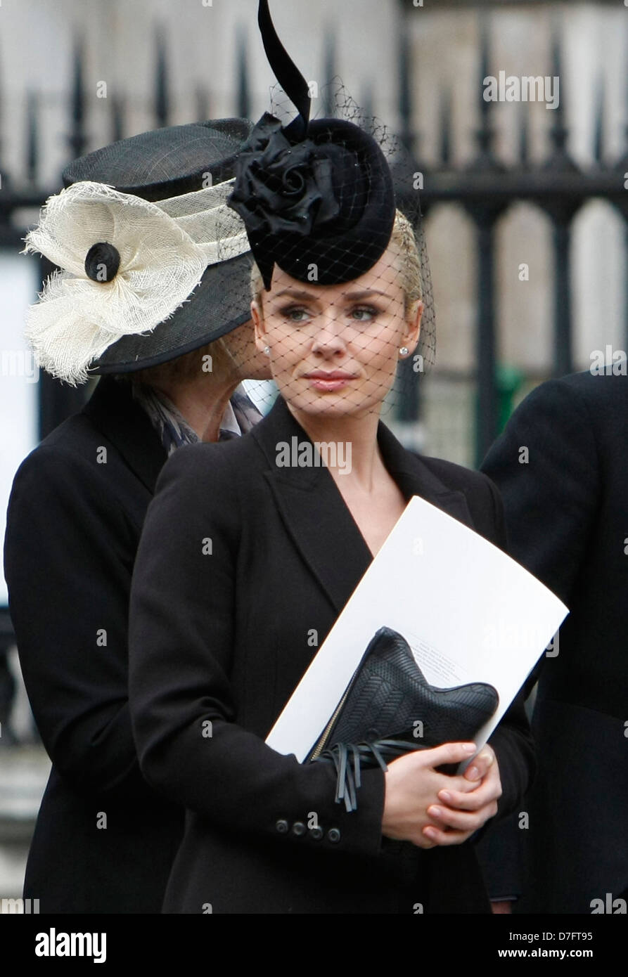 SINGER KATHERINE JENKINS LEAVING ST. PAULS CATHEDRAL AFTER THE FUNERAL SERVICE OF BARONESS MARGARET THATCHER, LONDON 17/4/2013 Stock Photo