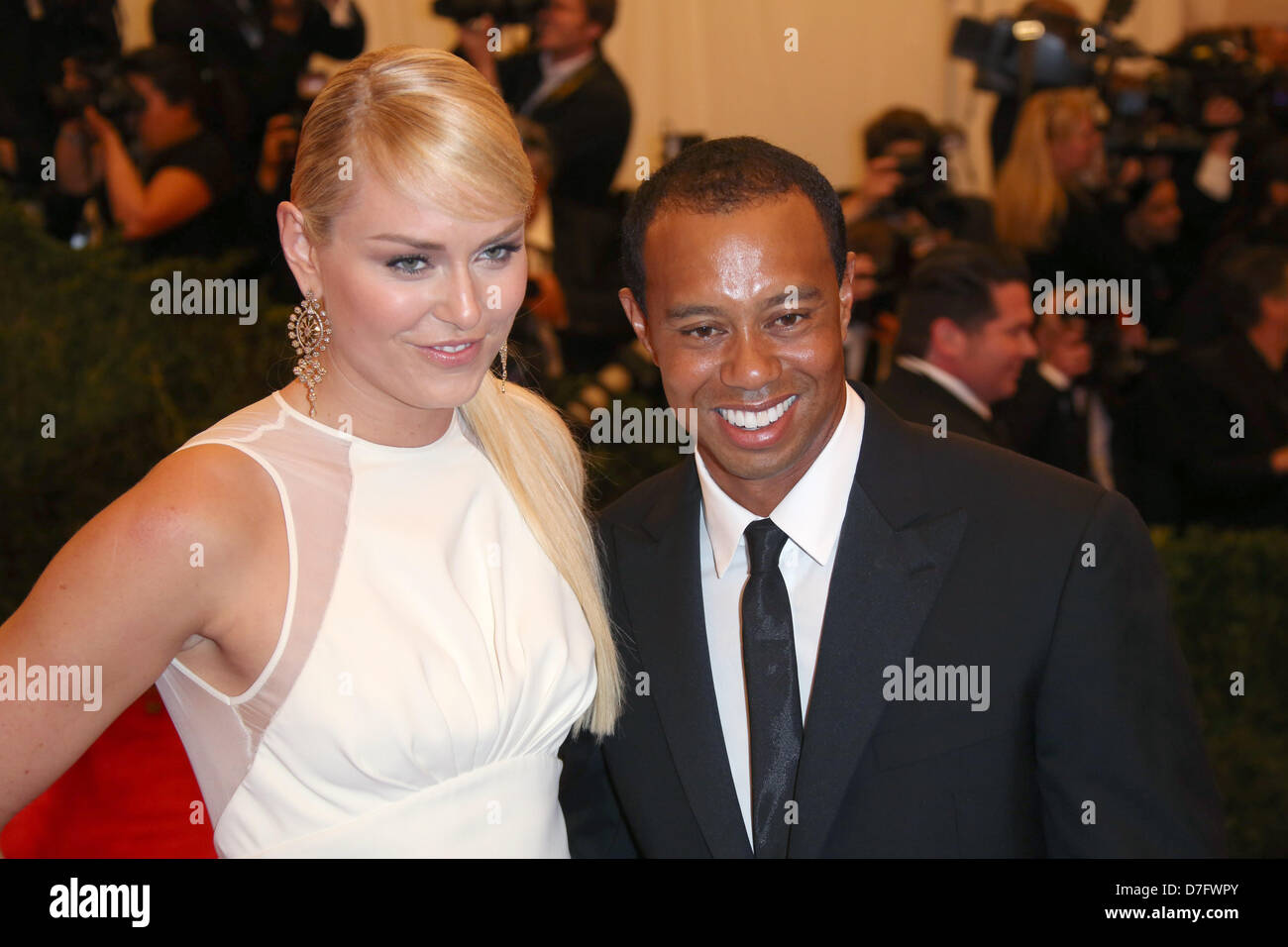 Tiger Woods and Lindsay Vonn arrive at the Costume Institute Gala for the 'Punk: Chaos to Couture' exhibition at the Metropolitan Museum of Art in New York City, USA, on 06 May 2013. Photo: Luis Garcia Stock Photo
