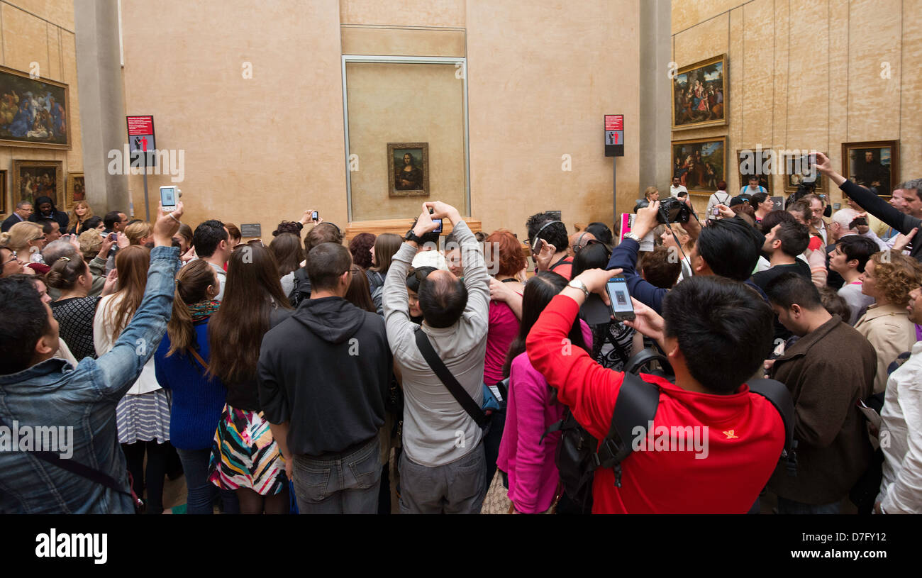 Queuing to see the Mona Lisa at the Louvre Museum, Paris, France Stock