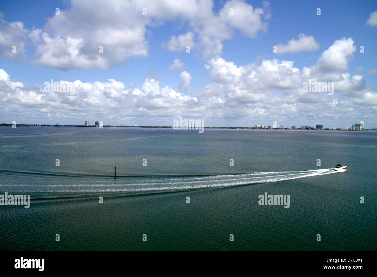 Miami Beach Florida,Biscayne Bay,water,sky,clouds,boat,FL120815197 Stock Photo
