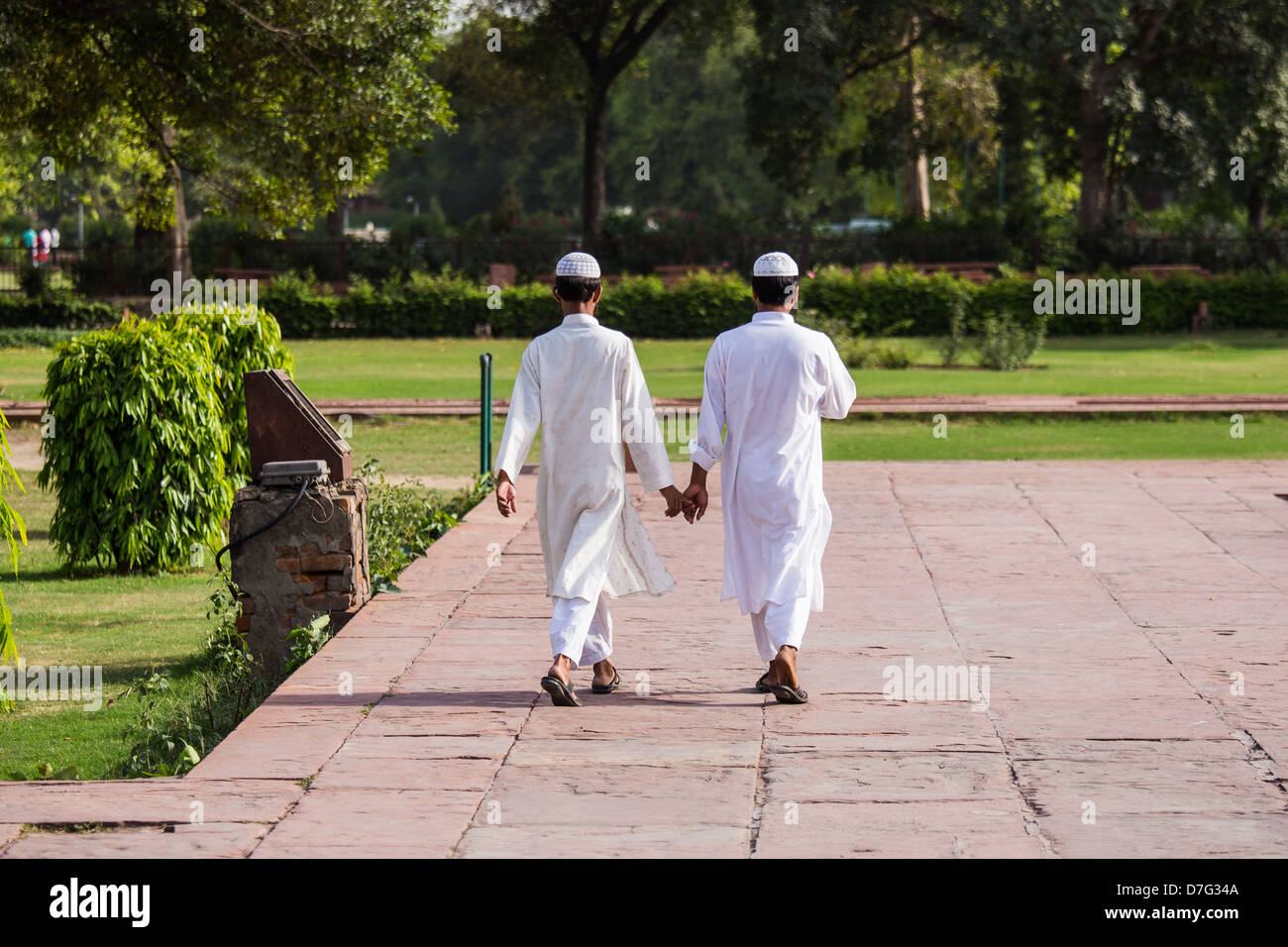 Young Muslim men in Old Delhi, India Stock Photo