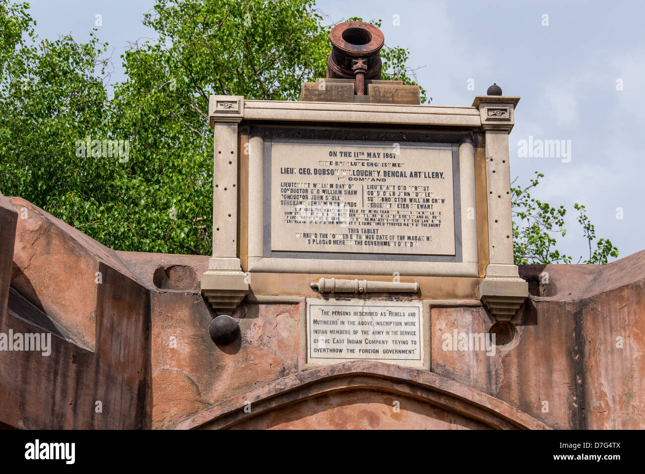 British Colonial monument on the walls near the Kashmiri Gate of Old Delhi, India Stock Photo