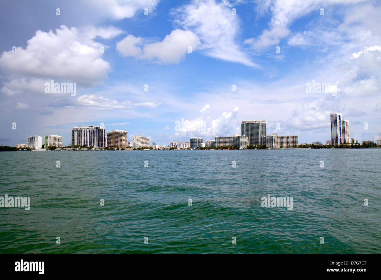 Miami Beach Florida,Biscayne Bay water,Intracoastal waterfront,condominium condominiums condo condos residential residences apartment apartments flat Stock Photo