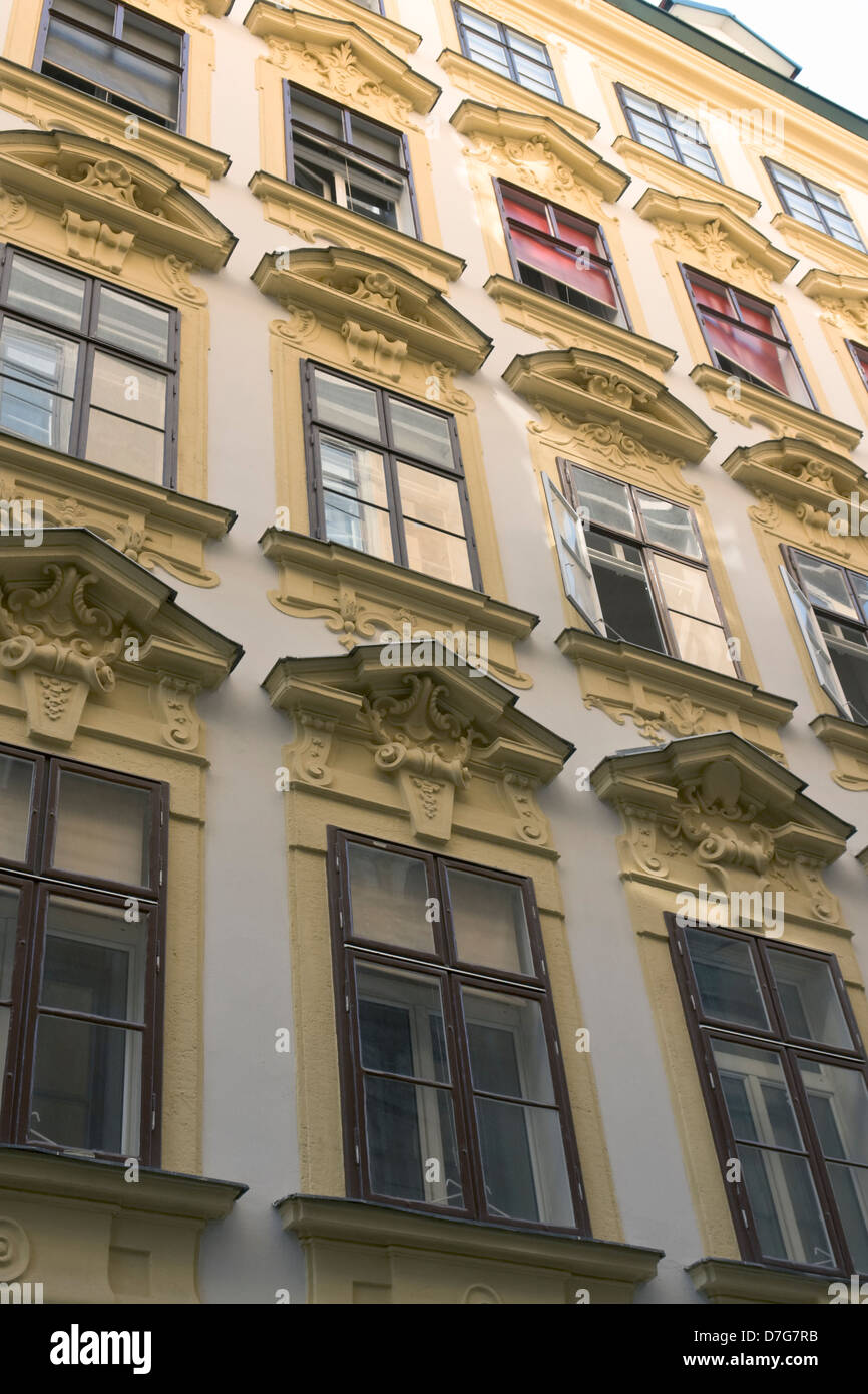 Baroque building with double windows, Vienna Stock Photo