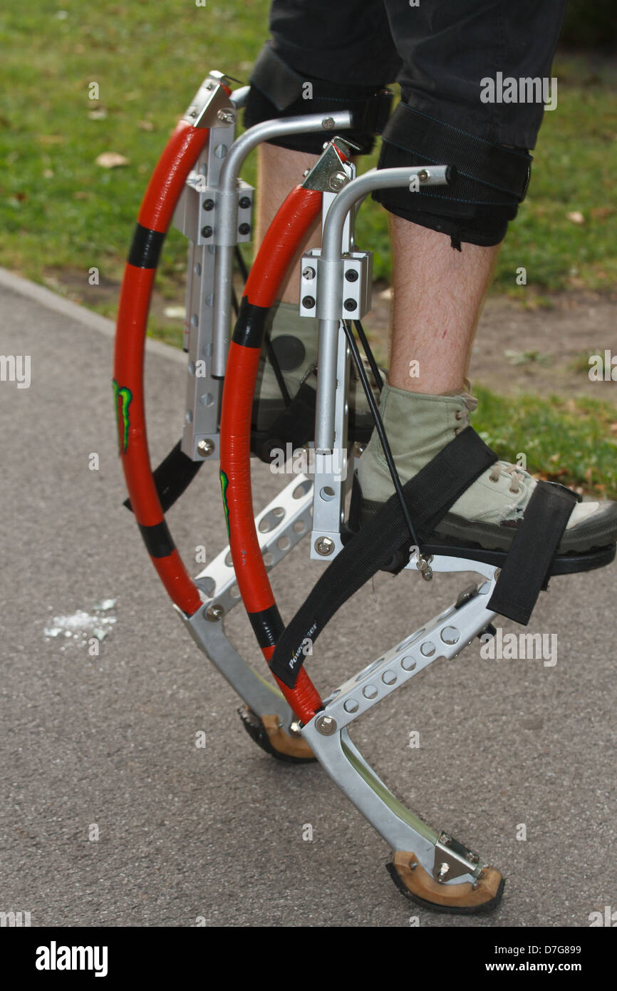 Jumping stilts closeup Stock Photo Alamy