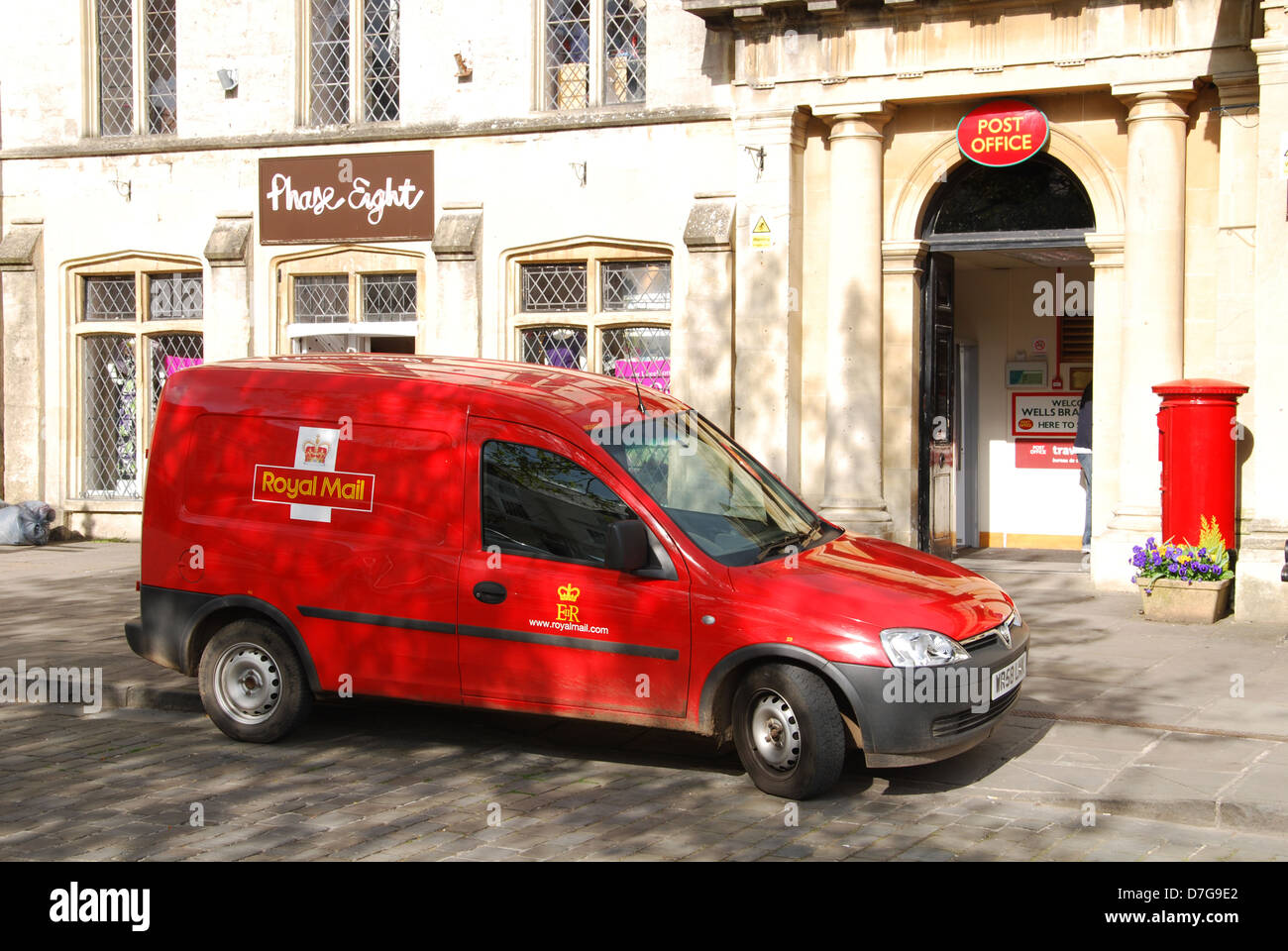 Royal Mail Vauxhall van parked in front of Wells Post Office Somerset