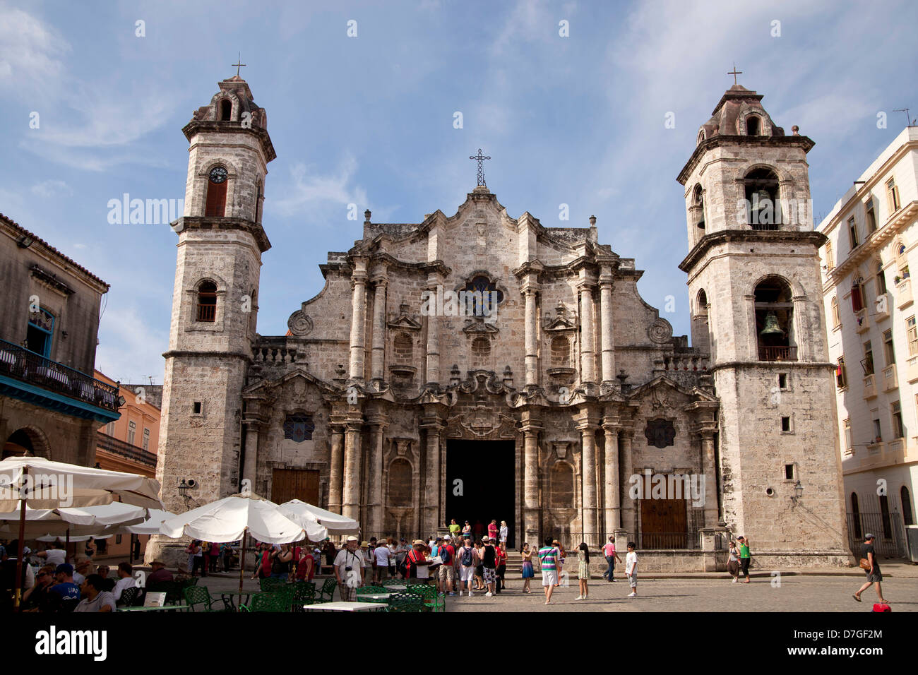 the cathedral Catedral de San Cristobal on the square Plaza de la Catedral in Old Havana La Habana Vieja, Havana, Cuba, Caribbea Stock Photo
