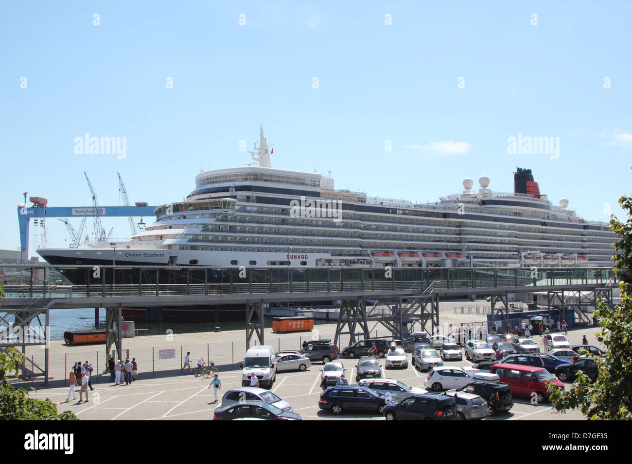Kiel Ostseekai Queen Elizabeth passenger liner Stock Photo
