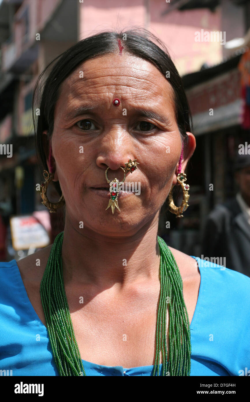 Garhwali tribal woman in Uttarkashi. Stock Photo